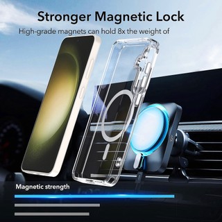 Ốp Điện Thoại Acrylic Cho Samsung Galaxy S26 A57 A56 A36 A26 A55 A37 A26 A17 S23 FE A14 A15 A34 A54 S25 Plus Siêu Chống Sốc Trong Suốt Màu Đen Dày Từ Tính