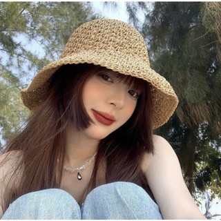 Mũ cói 2 màu mềm handmade vintage thắt dây đằng sau siêu xinh SONBEẢUTY