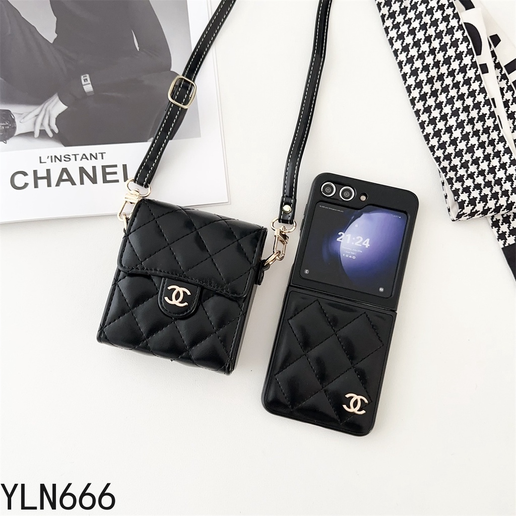 Ốp điện thoại gấp da PU sang trọng dành cho Samsung Galaxy Z Flip 7 7FE 6 5 4 3 thiết kế quy trình độc đáo Thiết kế túi nhỏ cổ điển Túi điện thoại di động cho Z Flip7 Vỏ bảo vệ điện thoại