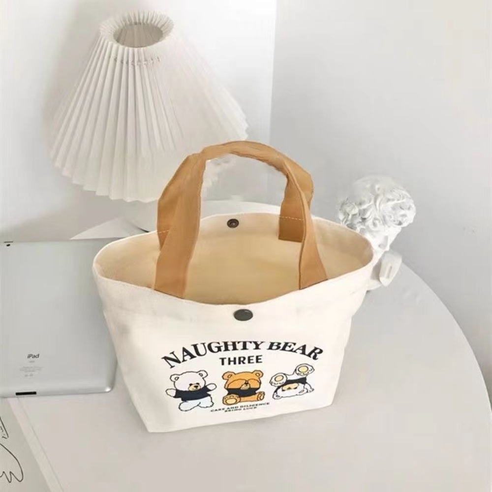 Túi xách Mini WANYEDI, Túi vải canvas đào, Túi đựng đồ dung tích lớn hoạt hình dễ thương dành cho nữ