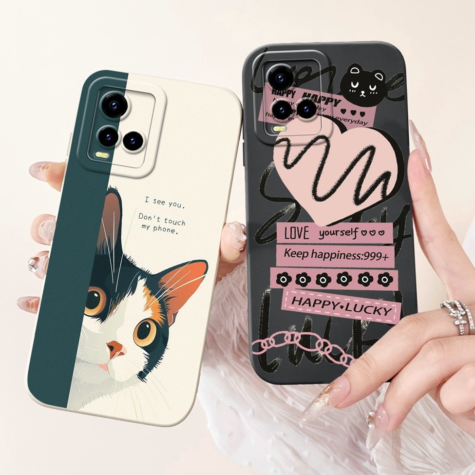 Ốp lưng Vivo Y21 2021 V2111 T1x 4G V2143 Thẩm mỹ Mèo dễ thương Thời trang Ốp điện thoại silicon ngộ nghĩnh Vivo T1x 4G
