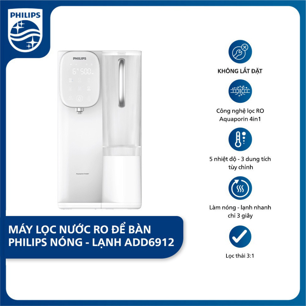 Máy Lọc Nước RO Để Bàn NÓNG-LẠNH PHILIPS ADD6912 Công nghệ lọc Aquaporin Inside®-Bảo Hành 24 Tháng