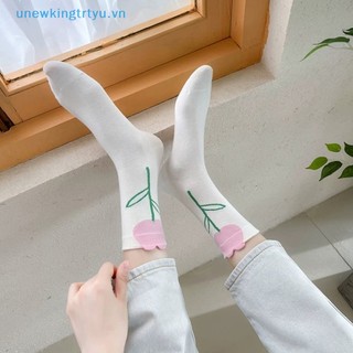 Unewtyu 1 Đôi Tất Cổ Trung Thoáng Khí In Họa Tiết Hoạt Hình Đáng Yêu Cho Nữ vn