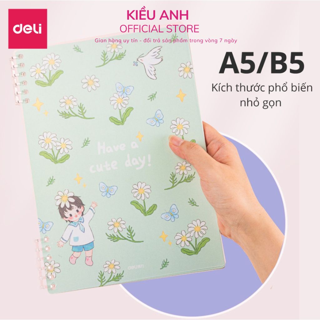 Sổ Còng 6 Lỗ Nhựa Deli A5/B5 Có Thể Tháo Gáy Bìa Xinh Have A Cute Day ...