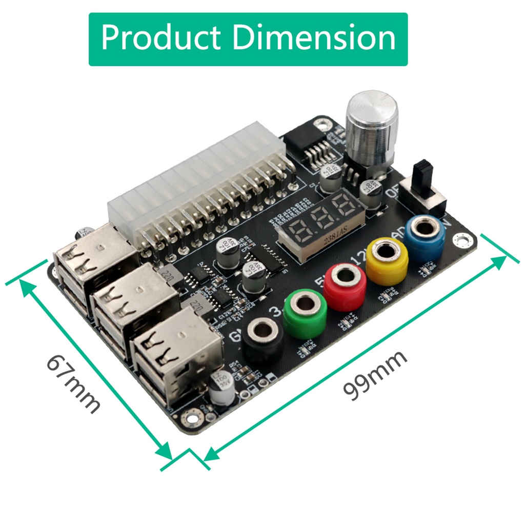 Jmt Bảng Mạch Cung Cấp Nguồn atx 24pin Với 6 Cổng usb 2.0 Hỗ Trợ qc 2.0 / qc 3.0
