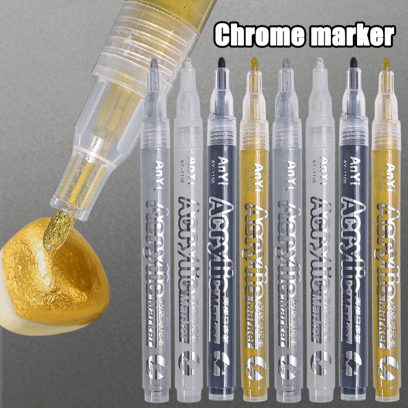 Bút Lông Viết Chữ / Bút Kí Tên Bằng acrylic Màu Vàng / Bạc Chống Thấm Nước Nhanh Khô Tiện Dụng Cho Học Sinh / Văn Phòng