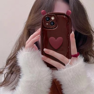 Sang Trọng Ốp Điện Thoại Mềm Chống Sốc Hình Tai Trái Tim Cho iphone15 14 13 12 11 pro max ixs max xr xs