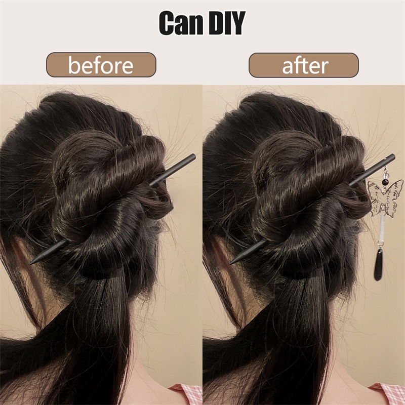 Trâm Cài Tóc / Trâm Cài Tóc Bằng Gỗ Màu Đen Làm Thủ Công Phong Cách Trung Hoa Cổ Điển Cho Nữ