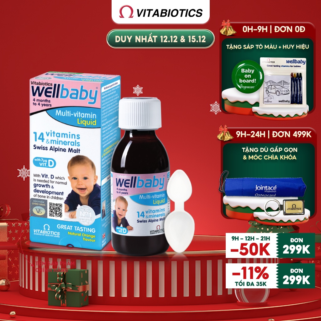 Siro Uống Cho Bé Vitabiotics WELLBABY Multi-Vitamin Liquid Vị Cam Mạch ...