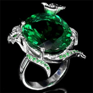 ❤ Bán Hàng Chính Hãng Kẻ Sọc Ngọc Lục Bảo Hình Trứng Đá Quý Rùa Nhẫn Nữ Sáng Tạo Phượng Hoàng Trang Sức