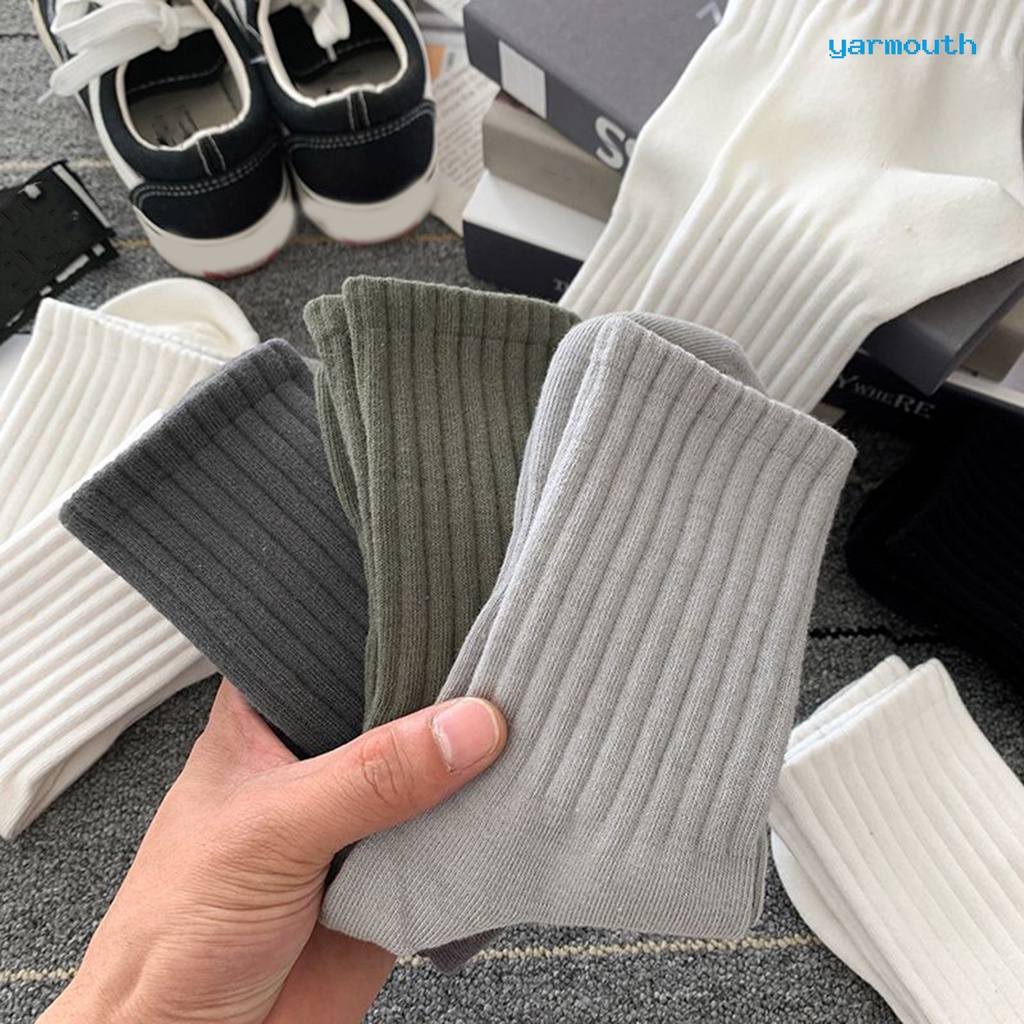 1 Đôi Tất Dệt Kim unisex Màu Trơn Cao Đến Mắt Cá Chân Co Giãn Mềm Mại Chống Trượt Chống Mồ Hôi Giữ Ấm Bốn Mùa