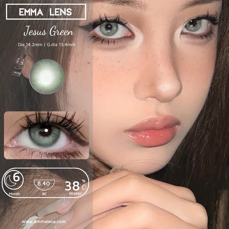 Kính áp tròng Jesus Green | Lens Xanh Rêu Ngọc | Emma Lens