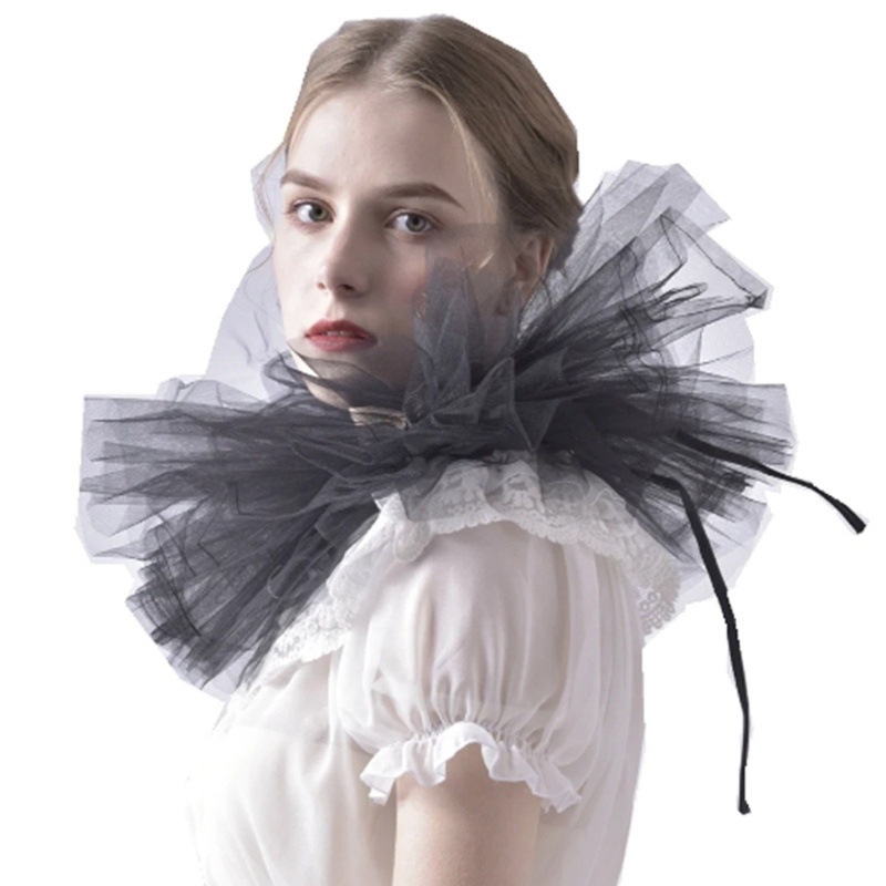 KING Victoria Cổ Xù Cổ Áo Ruffled Cổ Ngọt Ngào Xù Cho Áo Sơ Mi