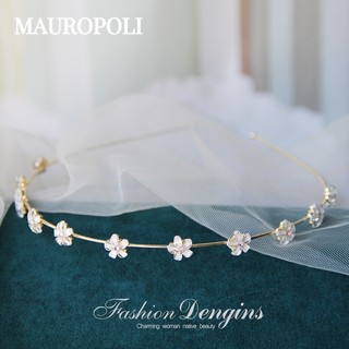 Mauropoli [Sẵn sàng] Cổ tích Opal Kim cương giả Hợp kim Hàn Quốc Băng đô ngọc trai mịn Băng đô rửa mặt thời trang Kẹp tóc Phụ kiện tóc