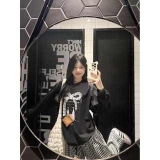 Hiixiivi [Áo thun Cotton 100% mới] Áo thun dài tay cỡ lớn dành cho nữ Áo rộng rãi rộng rãi dành cho nữ Ootd độc đáo 2025