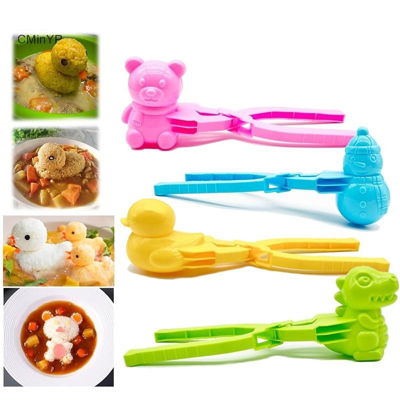 Cminyp Dễ Thương Hình Vịt Khuôn Cơm Máy Làm Kẹp Trẻ Em Ngoài Trời Vịt Nhựa Khuôn Cơm DIY Snowball Maker Khuôn Sushi Có Tay Cầm Vinh Quang