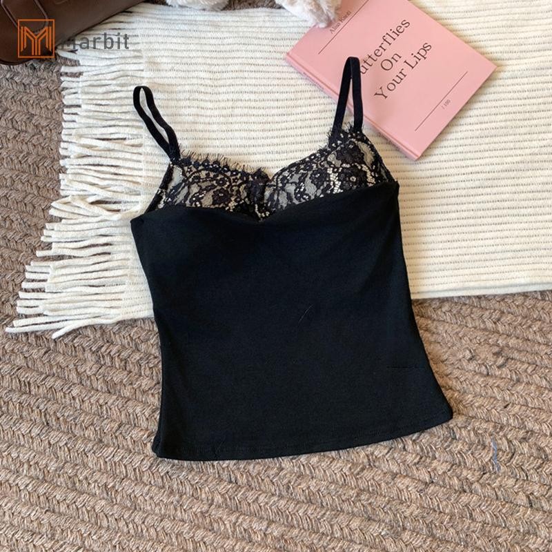 Marbit Nữ Ren Chắp Vá Camisole Spaghetti Dây Đeo Không Tay Gợi Cảm Mùa Hè Áo Mới