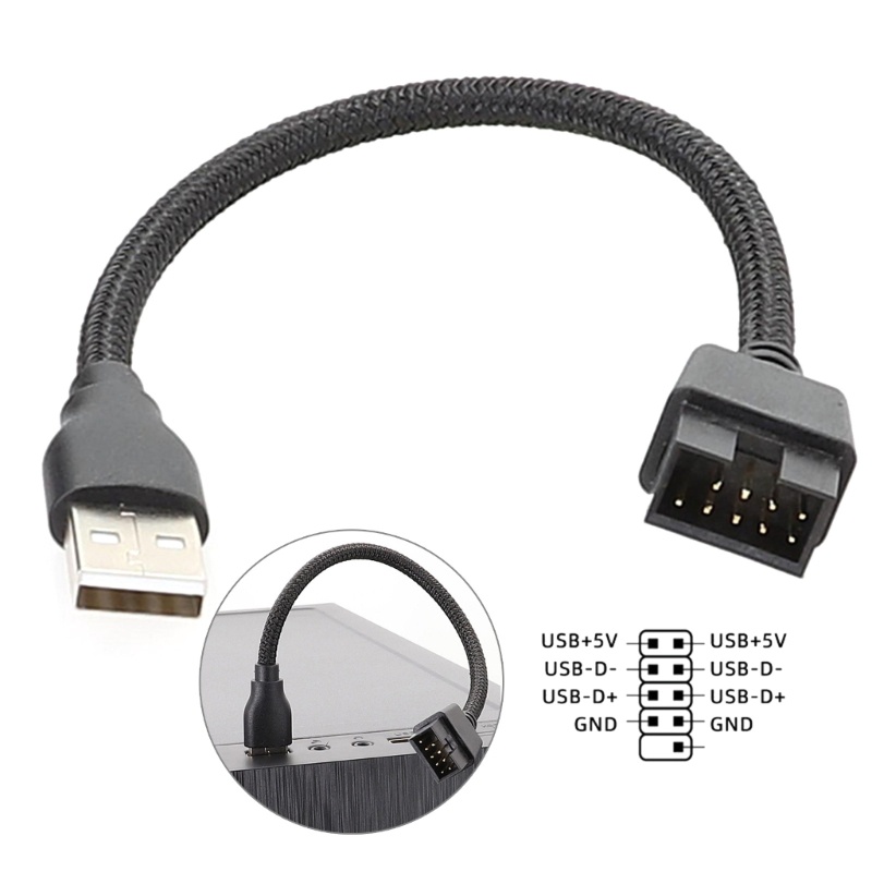 Bt USB A Male to 9 Pin Male PC Mainboard Cáp nối dài dữ liệu bên trong mượt mà