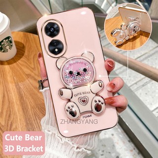 ốp lưng oppo a58 a78 Ốp Điện Thoại tpu Dẻo Mạ Màu 3D In Hình Gấu Nhỏ Đáng Yêu Có Giá Đỡ Cho oppo a58 a78