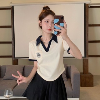 Áo Thun Polo Tay Ngắn áo croptop nữ Cho Nữ áo sơ mi cổ đứn cổ áo chữ v