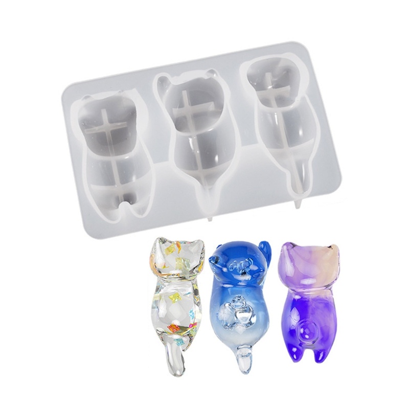 Flgo Khuôn silicone Làm Móc Khóa Thủ Công Hình Chú Mèo Nhỏ Đáng Yêu