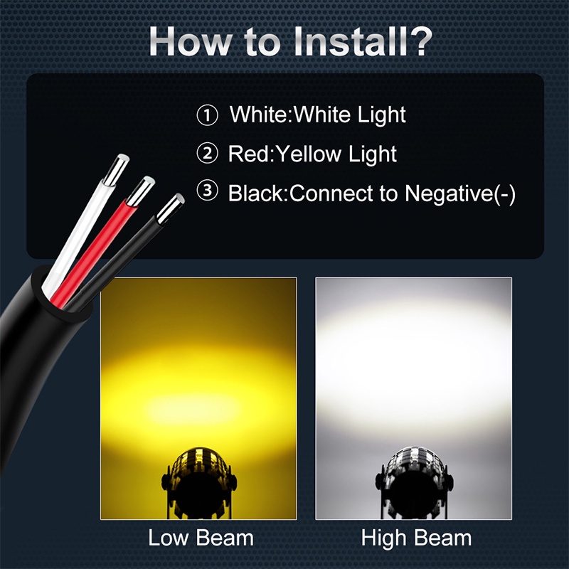 Seametal Đèn Pha led 30w Hai Màu Chống Nước 12v-80v 6000k Cho Xe Mô Tô