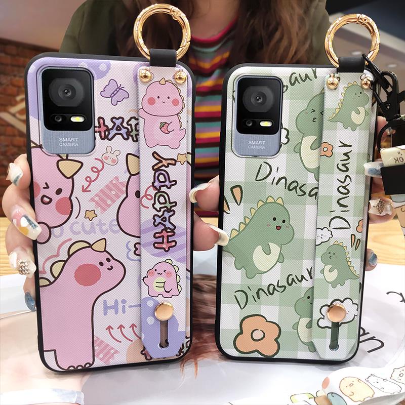 Wrist Strap Soft case Phone Case For TCL 405/406/408/T506S Phone Holder Silicone Lanyard Cute Anti-dust Shockproof Kickstand