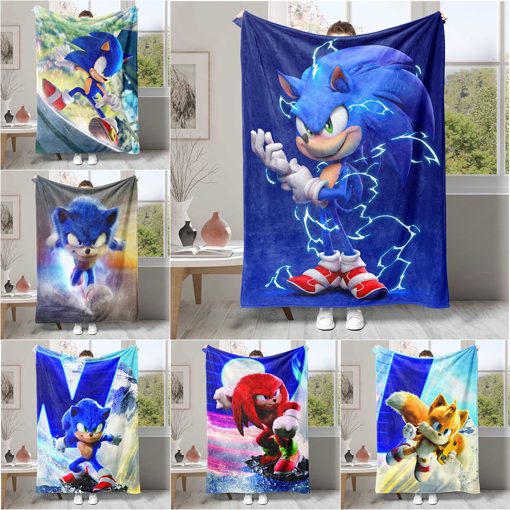 Sonic Chăn flannel In Hình Nhím Gai Một Bên Điều Hòa Không Khí Quà Tặng Tốt Nhất Cho Người Lớn