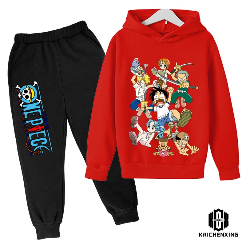 One Set Đồ 2 Món Gồm Áo hoodie In Hình luffy Hoạt Hình Thời Trang Xuân Thu Cho Bé Trai