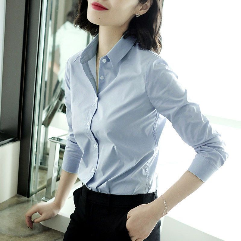 Áo sơ mi nữ dài tay màu tím trơn dành cho nữ Áo sơ mi trắng làm việc hàng đầu