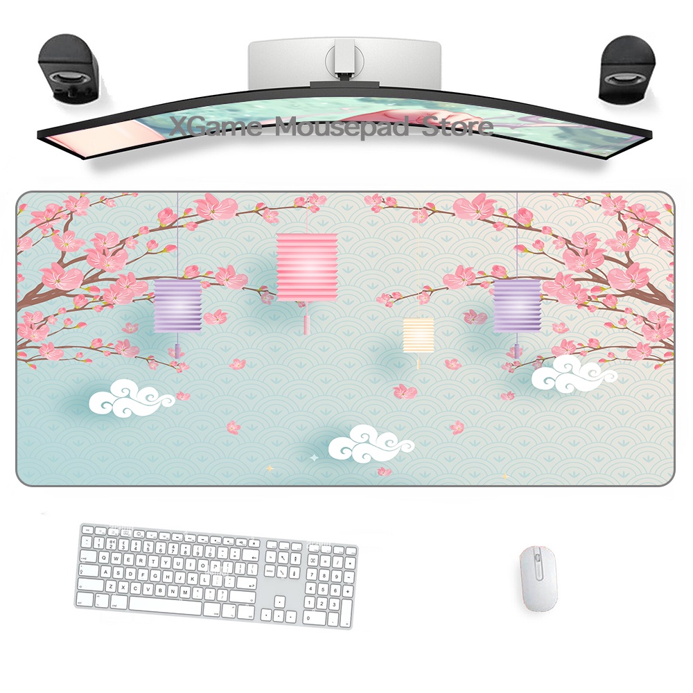 Sakura Mousepad Phụ Kiện Chơi Game Nhật Bản Lớn Miếng Lót Chuột Đen Hồng Kawaii Để Bàn Thảm Bàn XXL Miếng Lót Cho Máy Tính Chuột Thảm