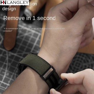 Dây đeo khóa gấp từ tính 18mm 20mm 22mm Crazy Horse Dây đeo đồng hồ da thật có đáy silicon cho Samsung Galaxy Watch 6 5 4 cho đồng hồ thông minh Huawei