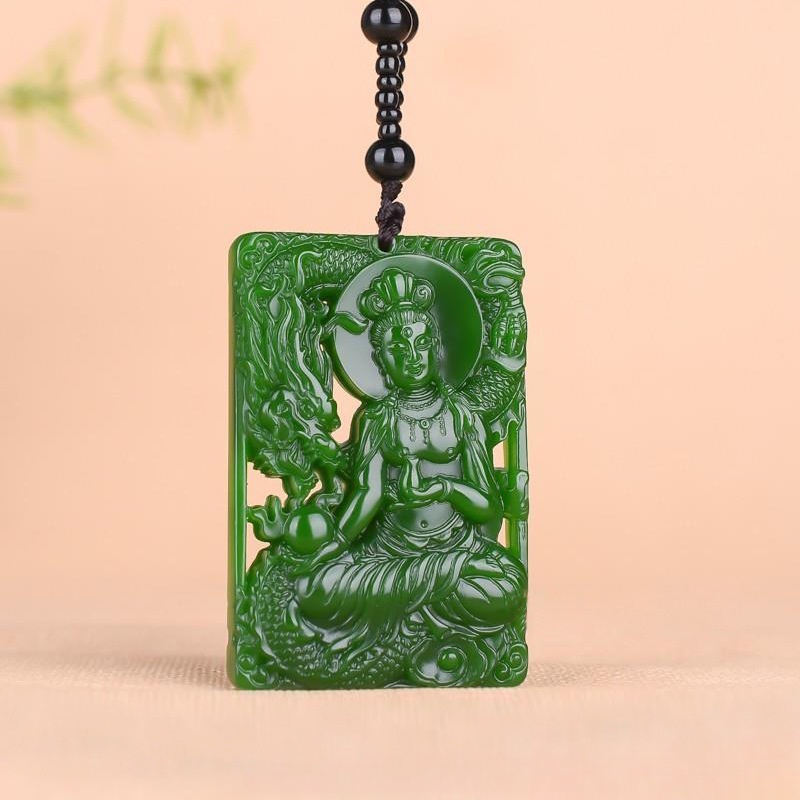 Spinner Mặt Dây Chuyền Hình Rồng Màu Xanh Lá Cây Dễ Phối Đồ Thời Trang yulong guanyin
