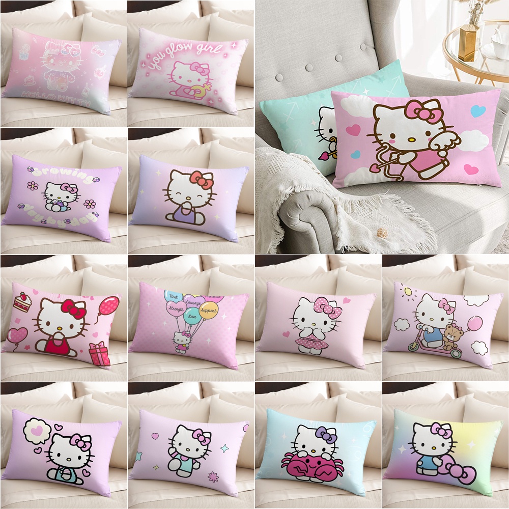 [Mã CLS2404A giảm 30k đơn 150k] Vỏ Gối polyester Hình Chữ Nhật In Hình hello kitty Trang Trí Nhà Cửa (Không Kèm Lõi)