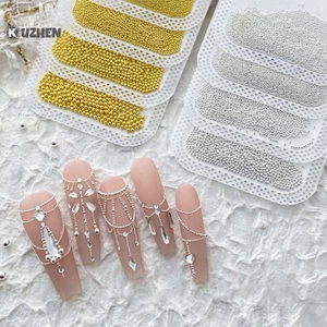 Hộp Hạt Cườm Kim Loại 0.4mm-3mm Màu Vàng / Bạc / Trắng Trang Trí Móng Tay 3D