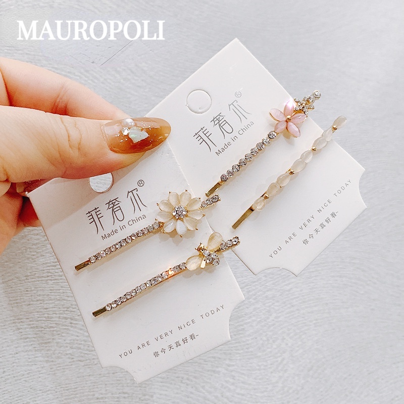 Mauropoli Kẹp Tóc Mắt Mèo Phong Cách Hàn Quốc Dễ Thương, Kim Cương Giả, Dùng Cho Tóc Gãy, Phù Hợp Sinh Viên