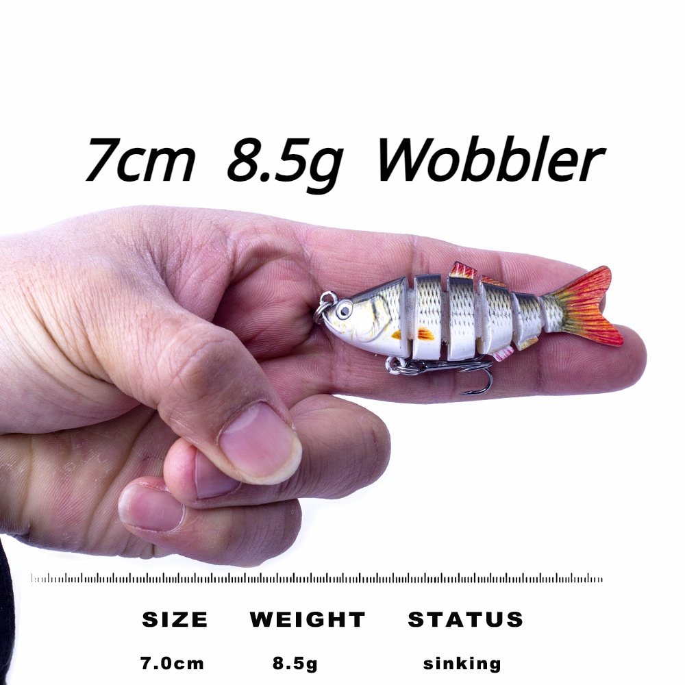 7cm 8.5g Wobbler Mini Câu Cá Swimbait Gewang Killer Giả Nhân Tạo Bionic Phân Đoạn Crankbait Chìm Mồi Umpan