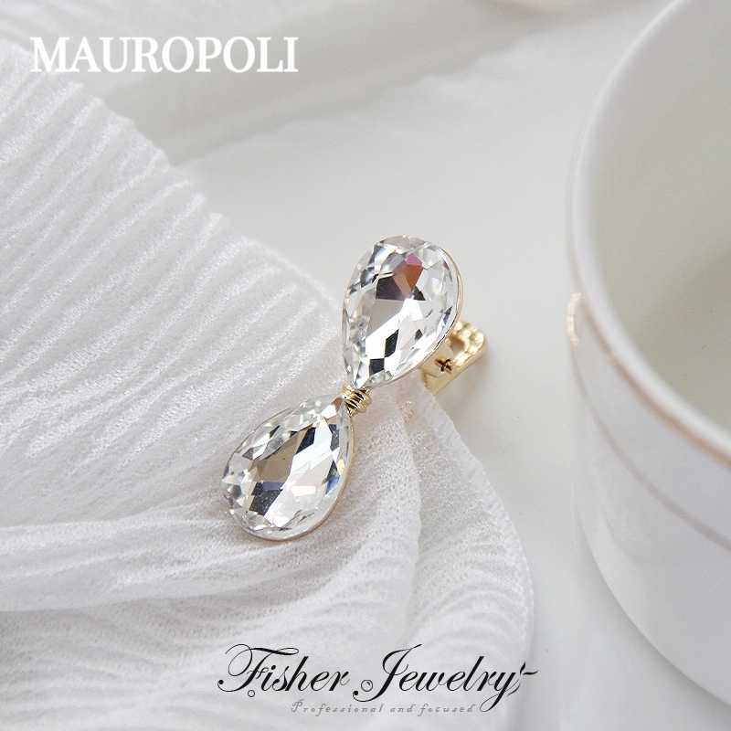 Mauropoli [Sẵn Sàng] Giọt Mưa Pha Lê Hợp Kim Nhỏ Kẹp Tóc Nữ Bên Nổ Sang Trọng Kẹp Tóc Đơn Giản Nổ Đầu Kẹp