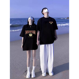 HIIXIIVI Áo thun unisex cotton tay ngắn, cổ tròn, form baggy, in độc đáo, phong cách cặp đôi