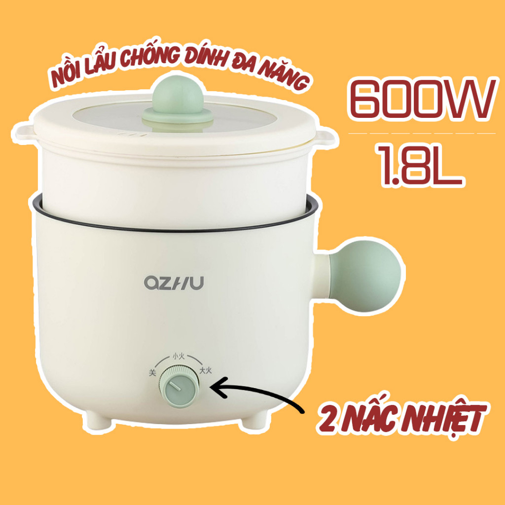 Nồi Lẩu AZHU Đa Năng, Nồi Hấp Mini 2 Nấc Nhiệt Kèm Giá Hấp Có Tay Cầm ...