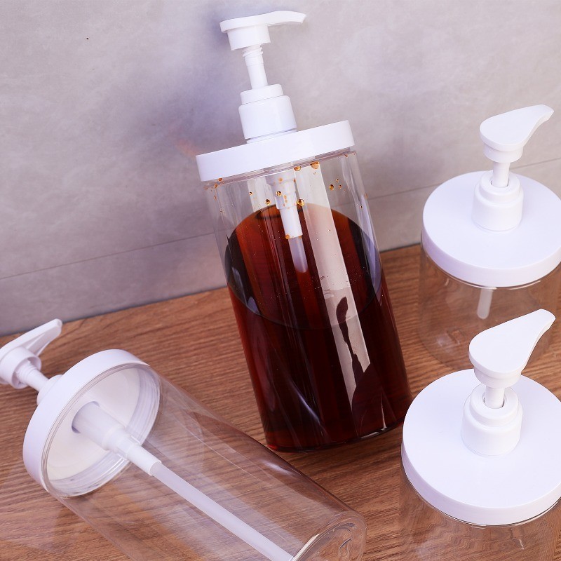 1000ml Press Type Chai rỗng - Hộp đựng mỹ phẩm - dành cho dầu gội Dầu xả - Chai bóp nhựa trong suốt có bơm - Di động, dung tích lớn