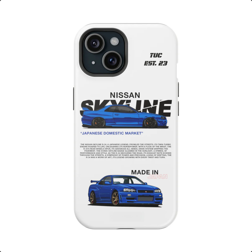 Ốp điện thoại NISSAN SKYLINE GTR R-34 cho iPhone17 16Pro 15ProMax 14Pro 13 12 XSMAX 13mini 2in1 Ốp lưng cứng bóng Samsung S24