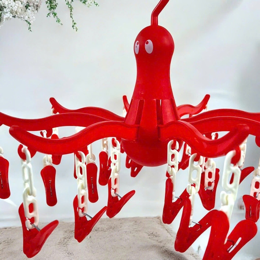 Móc Áo Bạch Tuột 24 Kẹp Vinh Nam Plastic Kiểu Dáng Dễ Thương Thiết Kế Dạng Dù Tiện Lợi Mã 300