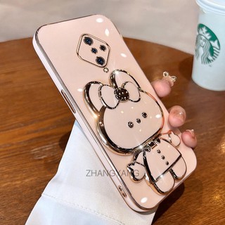ốp lưng vivo s1 pro Ốp Điện Thoại TPU Silicon Mềm Mạ Điện Gắn Gương Trang Điểm Hình Thỏ 3D Cho vivo s1 pro