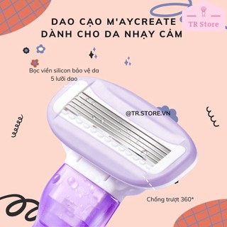 Dụng cụ tẩy lông Maycreate có bọc bảo vệ chống tổn thương da 5 lưỡi 360 độ phù hợp da nhạy cảm