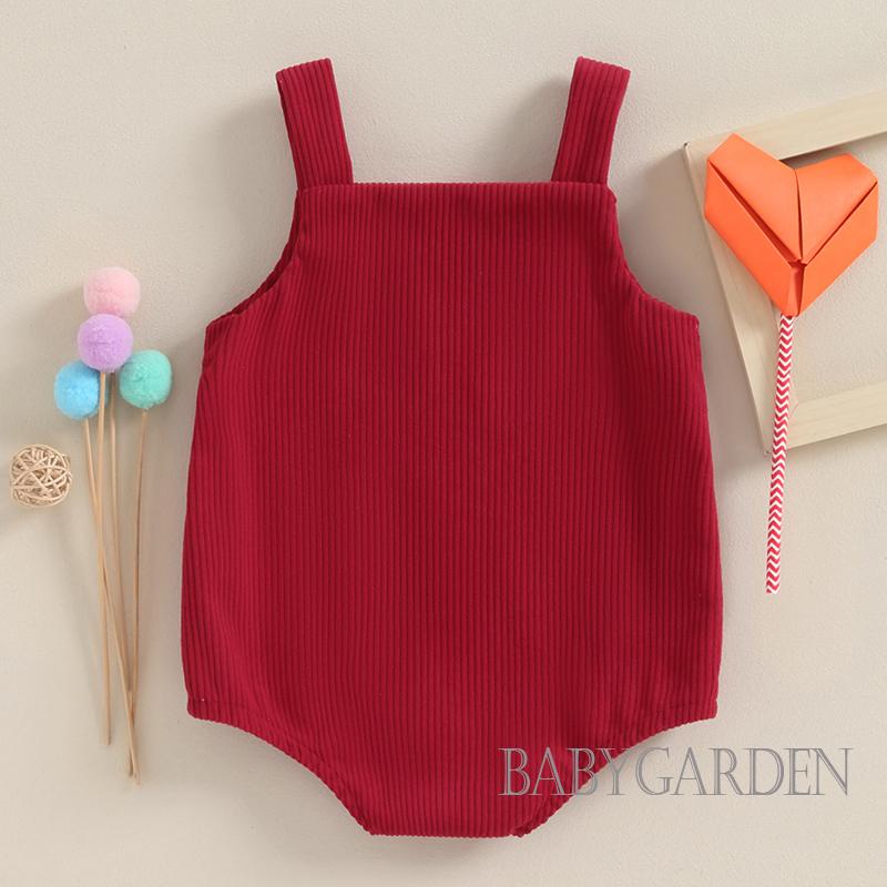 Jumpsuit Vải Nhung Kẻ Không Tay Có Túi Hình Trái Tim Cho Bé