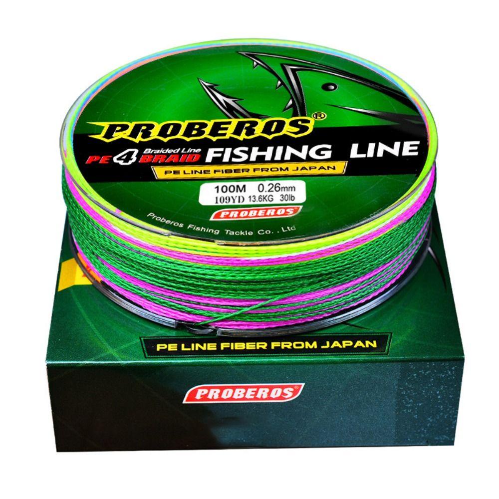 [DEMO3] Cuộn dây đàn hồi, Dây câu cá PE Plaited Fishing Line, phong cách PE Dây sợi đơn đứng 4 chân đầy màu sắc