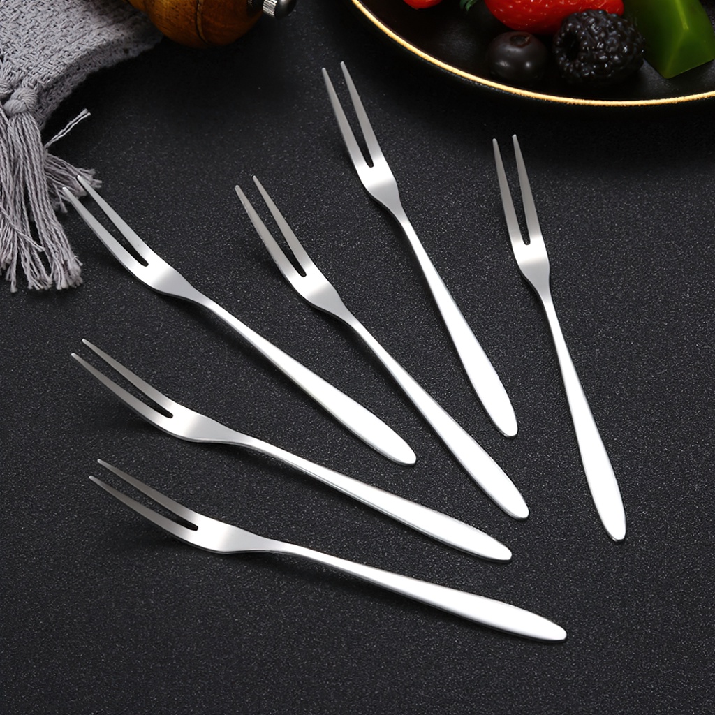 Giá sỉ - Combo 10 Dĩa Hoa Quả Inox Cao Cấp Loại Đầu 2 Răng Thời Trang - FETA