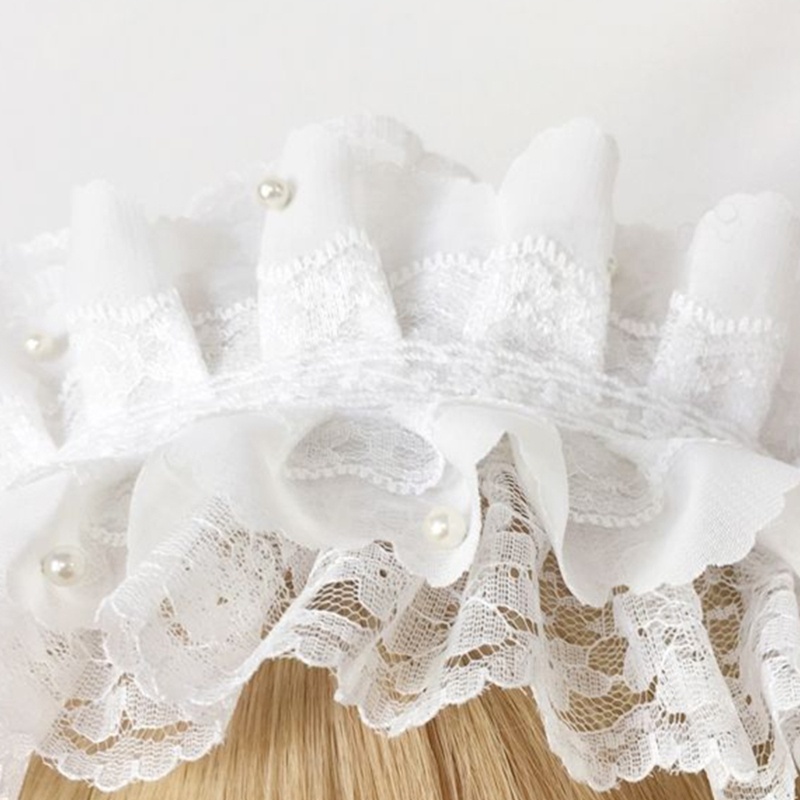 Vic Pháp Bowtie Hairband Ruffle Ren Headband Lolitas Hairbow Trang phục Mũ đội đầu