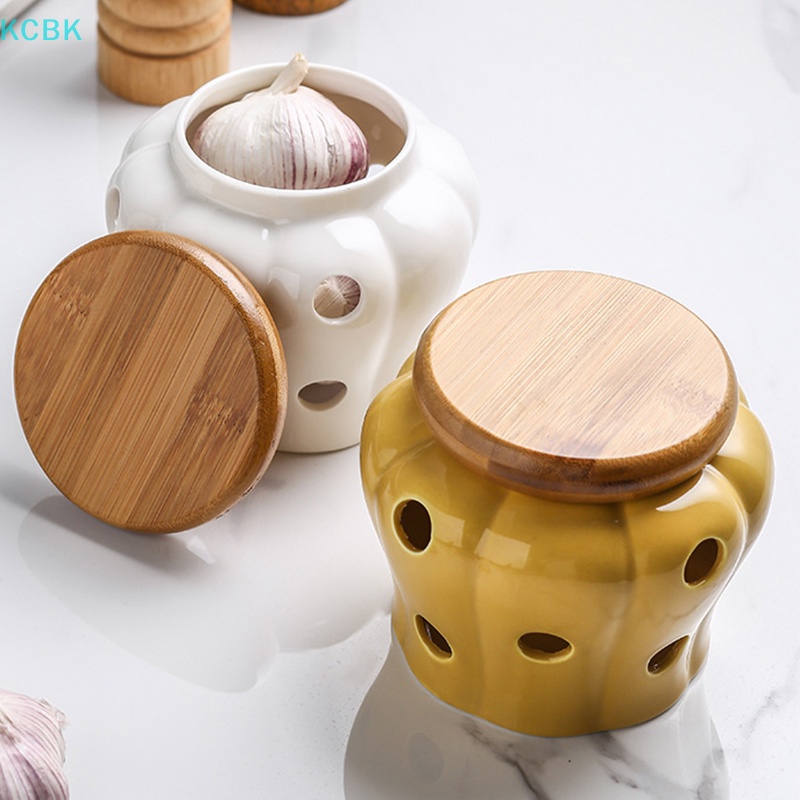 Hũ Đựng Tỏi / Gừng / Tỏi Bằng Sứ Trắng Có Nắp Đậy Tiện Dụng Cho Gia Đình